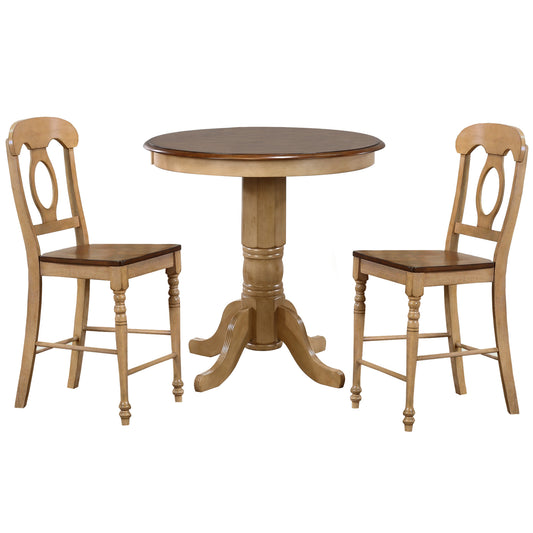 Sunset Trading Brook 3 Piece 36" Round Pub Table Set with Napoleon Stools