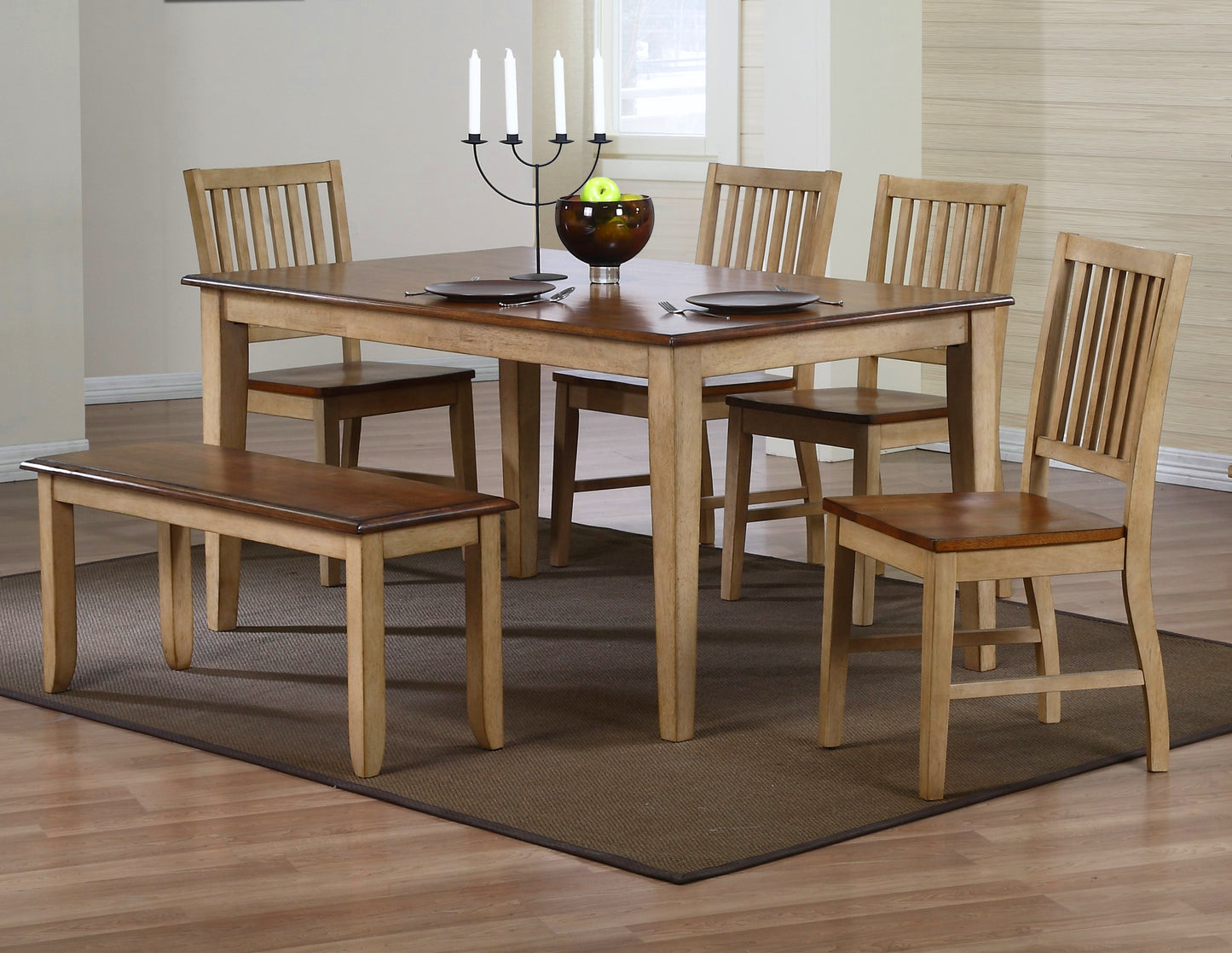 Sunset Trading Brook 6 Piece 60" Rectangular Table Dining Set with Bench