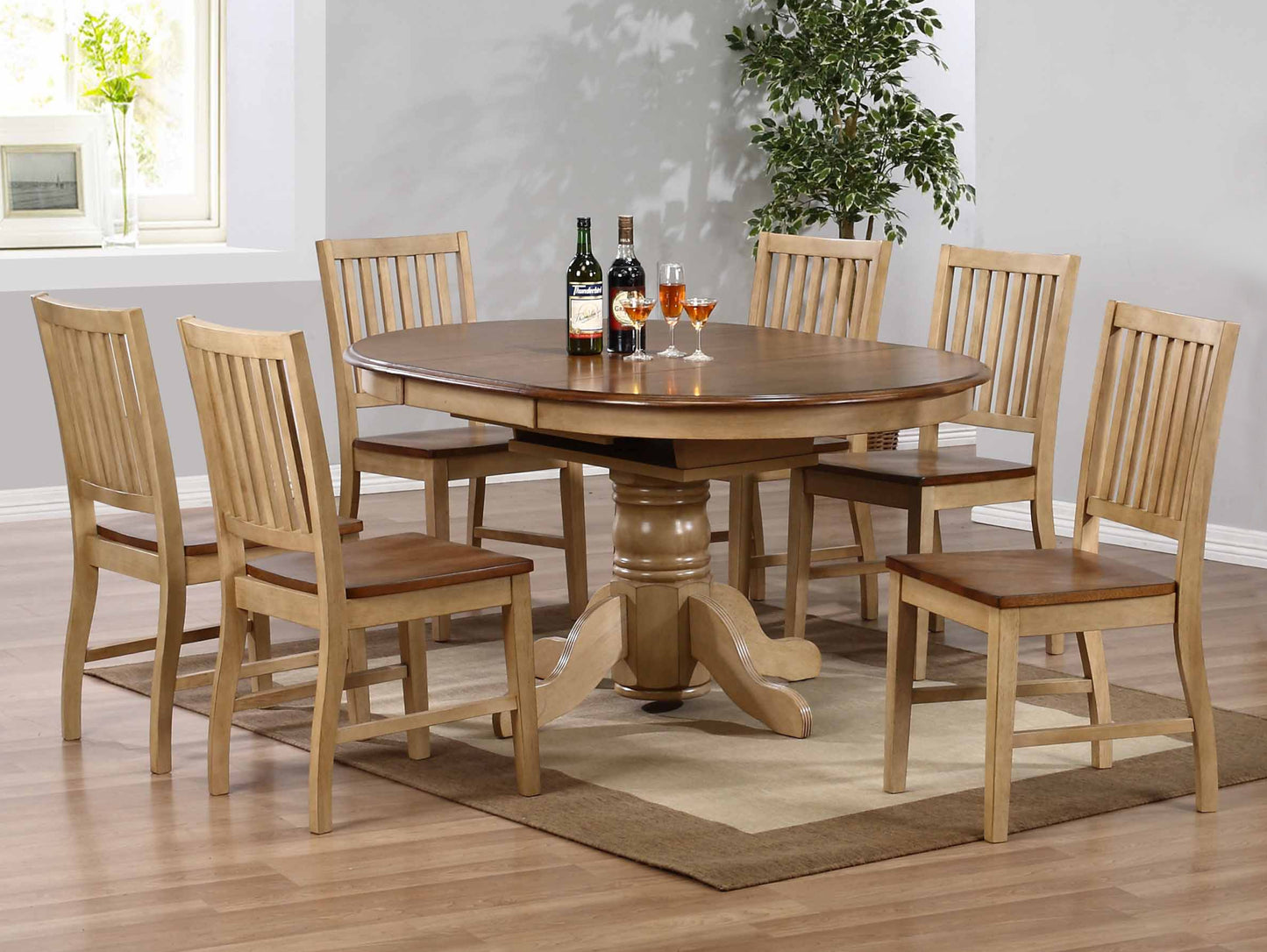 Sunset Trading Brook 7 Piece 42" Round or 60" Oval Extendable Dining Set