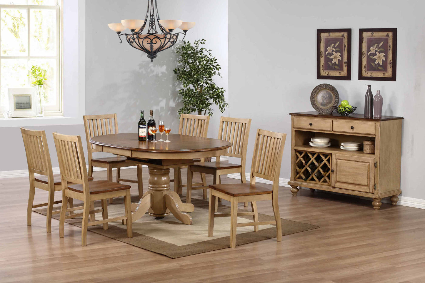 Sunset Trading Brook 8 Piece 42" Round or 60" Oval Extendable Dining Set