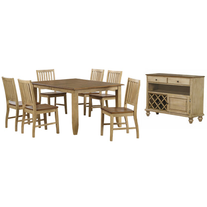 Sunset Trading Brook 8 Piece 72" Rectangular Extendable Table Dining Set with Server 