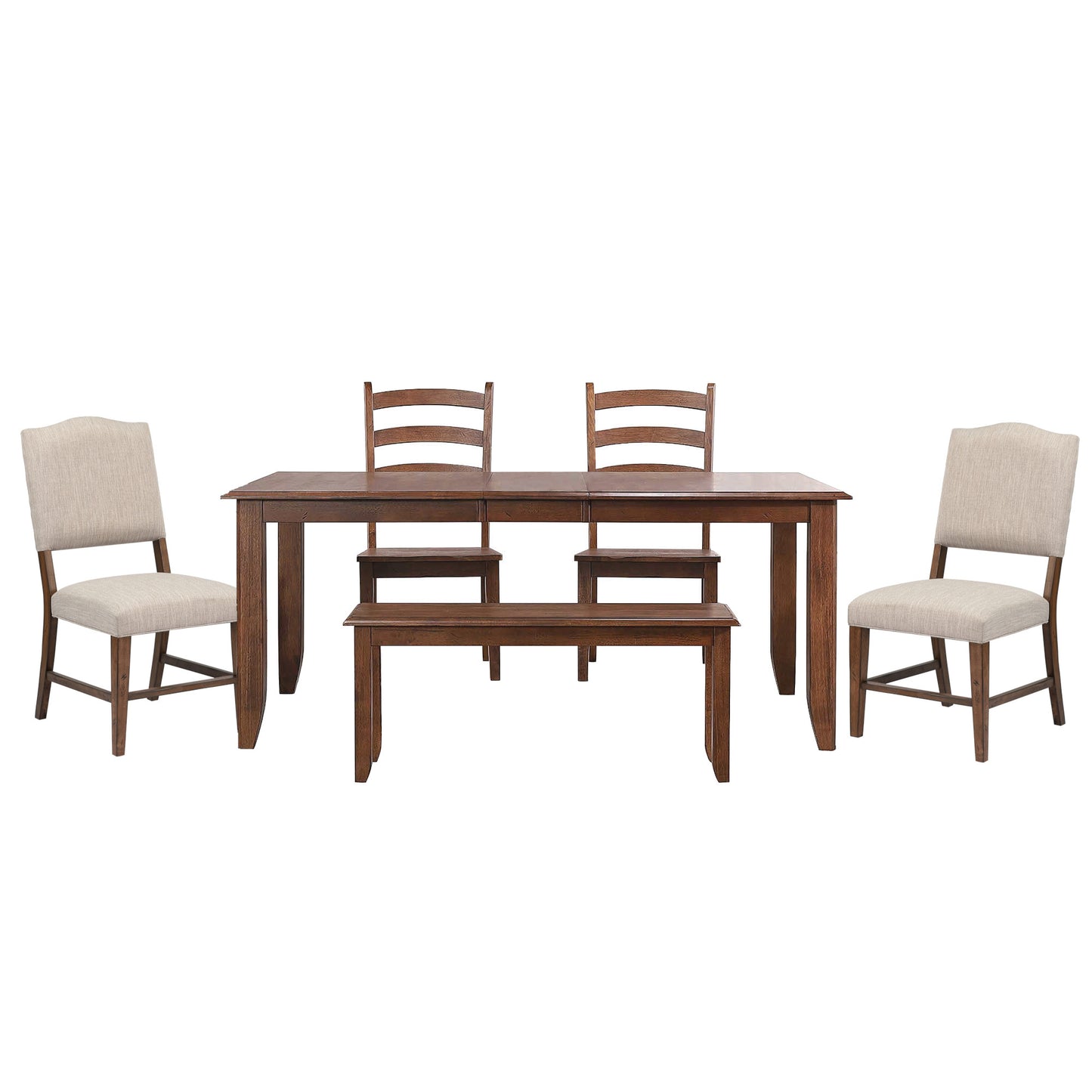 Sunset Trading Simply Brook 6 Piece 72" Rectangular Extendable Table Dining Set with Bench