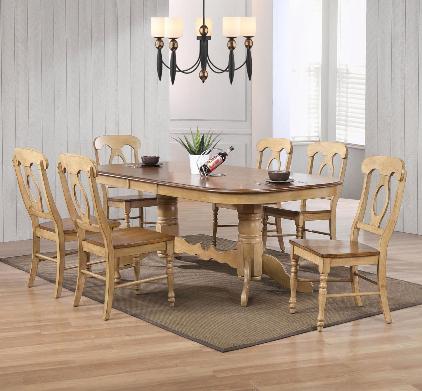 Sunset Trading Brook 7 Piece 96" Oval Extendable Dining Set with Napoleon Chairs