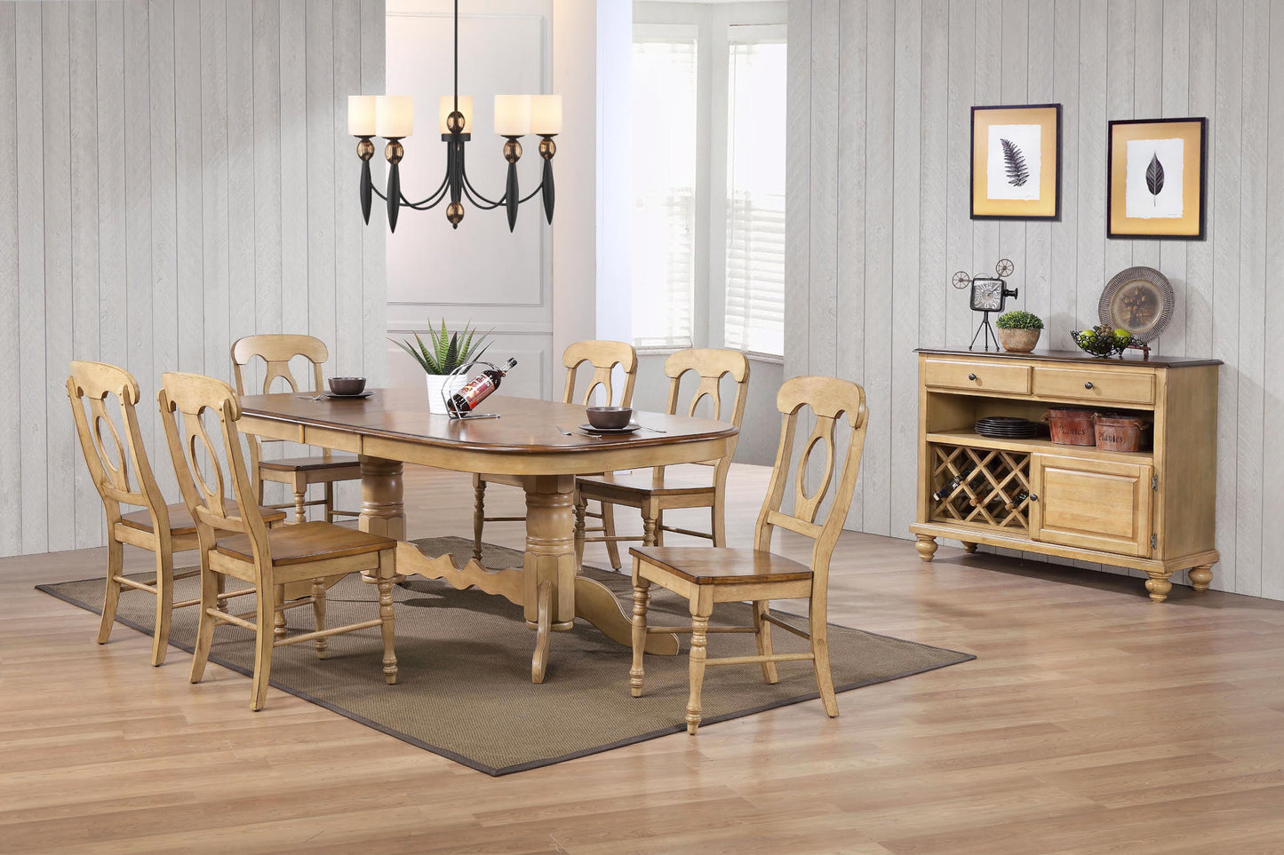 Sunset Trading Brook 8 Piece 96" Oval Extendable Dining Set with Napoleon Chairs