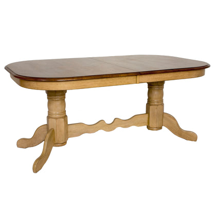 Sunset Trading Brook 96" Oval Double Pedestal Extendable Dining Table