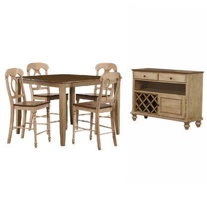 Sunset Trading Brook 6 Piece 48" Square Pub Set with Napoleon Stools