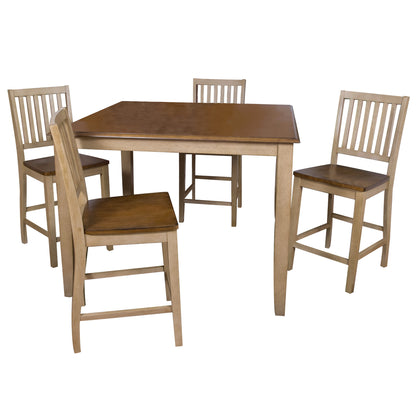 Sunset Trading Brook 5 Piece 48" Square Pub Set with Slat Back Stools