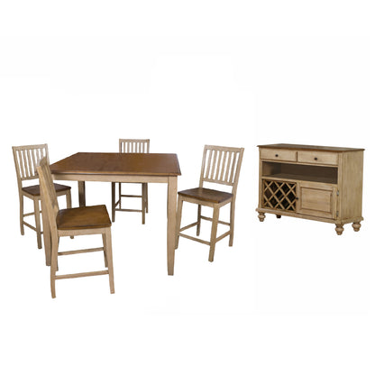 Sunset Trading Brook 6 Piece 48" Square Pub Set with Slat Back Stools