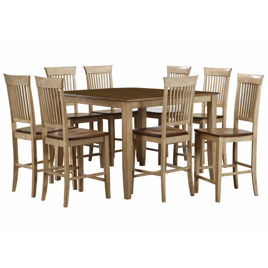 Sunset Trading Brook 9 Piece 48" Square Pub Set with Fancy Slat Stools