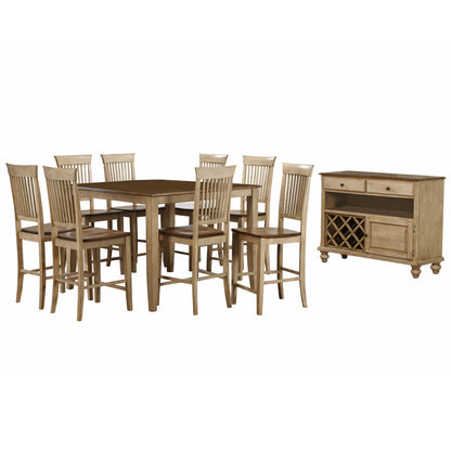 Sunset Trading Brook 10 Piece 48" Square Pub Set with Fancy Slat Stools