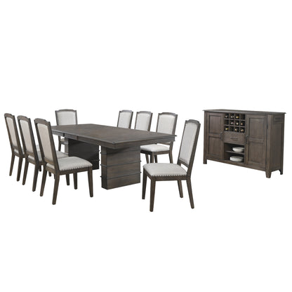 Sunset Trading Cali 10 Piece 96" Rectangular Extendable Dining Table Set with Server