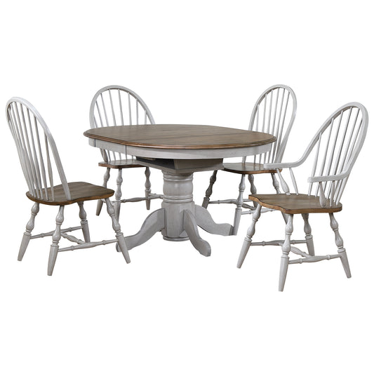 Sunset Trading Country Grove 42" Round to 60" Oval Extendable Dining Table Set