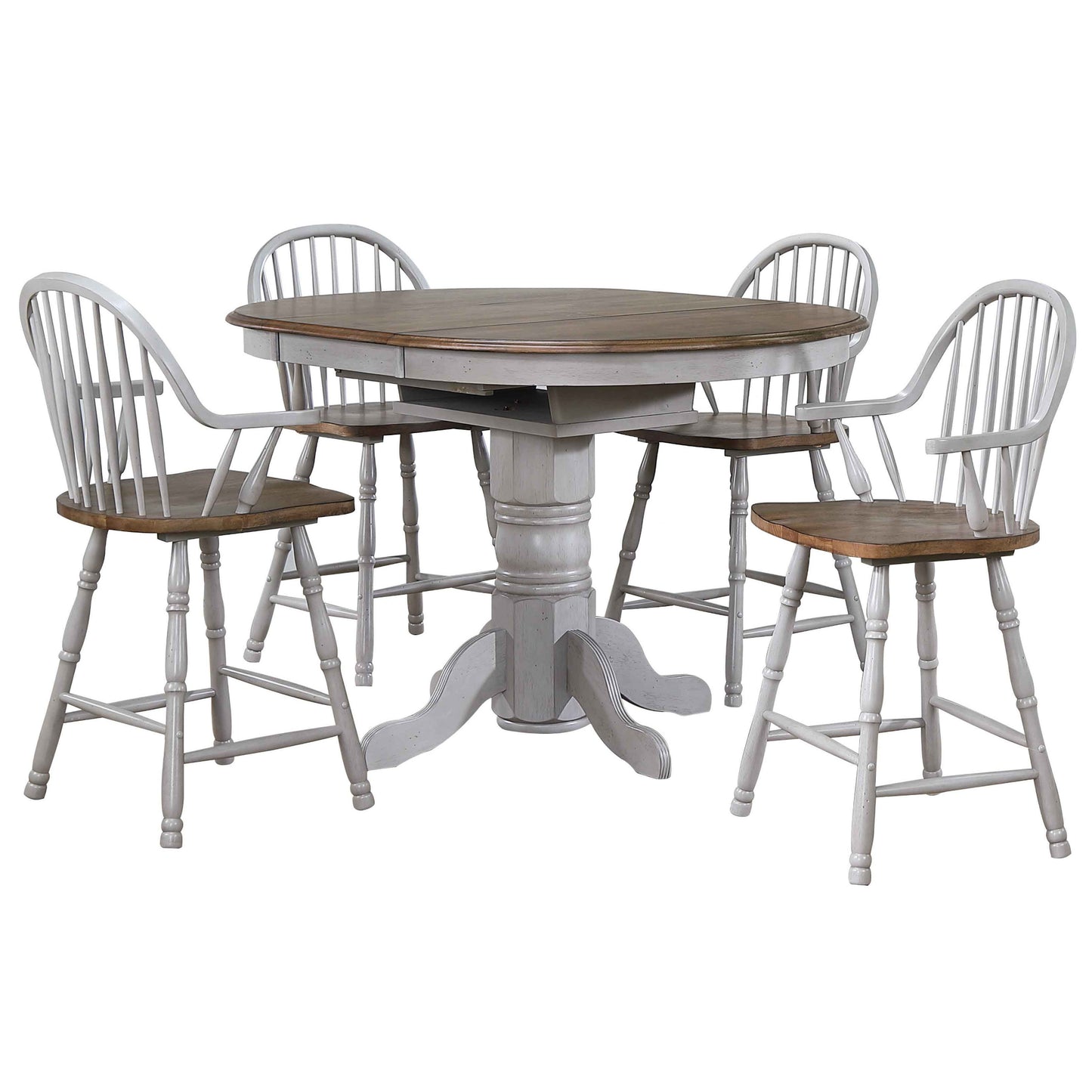 Sunset Trading Country Grove 5 Piece 42" Round to 60" Oval Extendable Pub Table Set