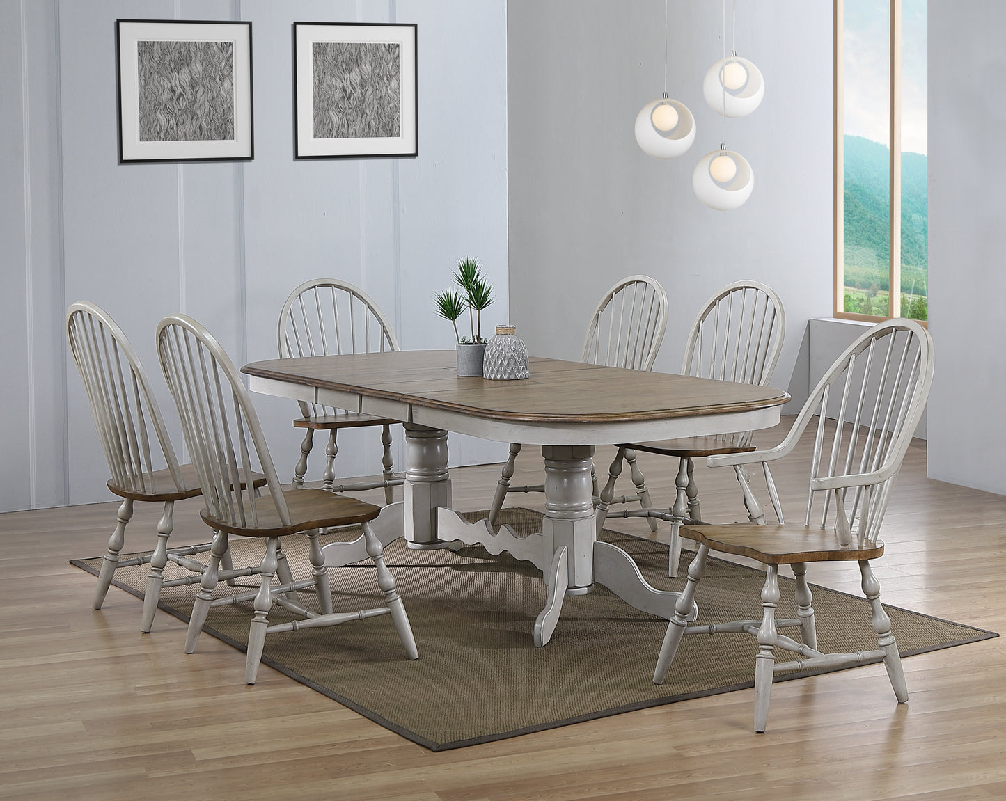 Sunset Trading Country Grove 7 Piece 96" Oval Double Pedestal Extendable Dining Table Set