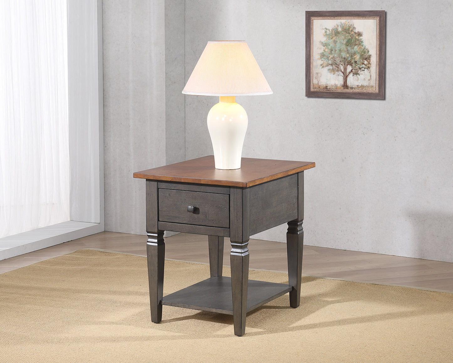 Sunset Trading Dakota Living Room End Table with Drawer and Shelf Storage