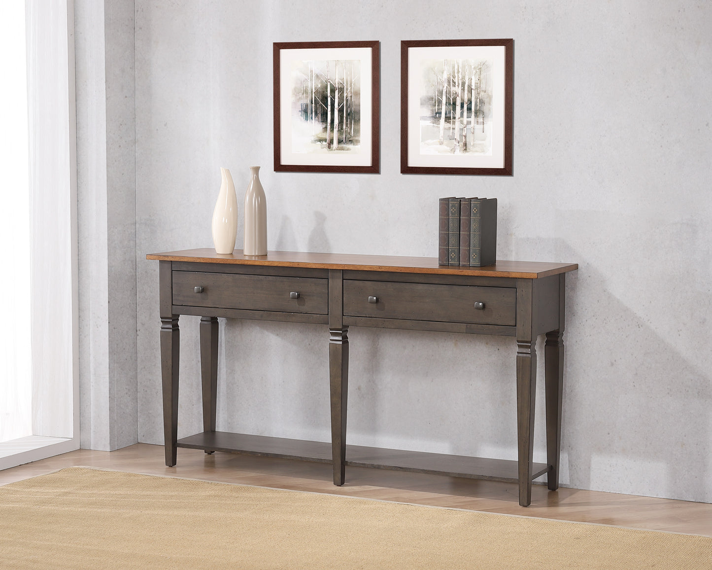 Sunset Trading Dakota Console Table with Drawers and Storage Shelf