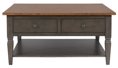 Sunset Trading Dakota 42" Square Coffee Table with Drawers and Storage Shelf