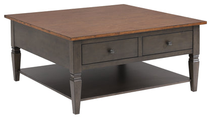 Sunset Trading Dakota 42" Square Coffee Table with Drawers and Storage Shelf