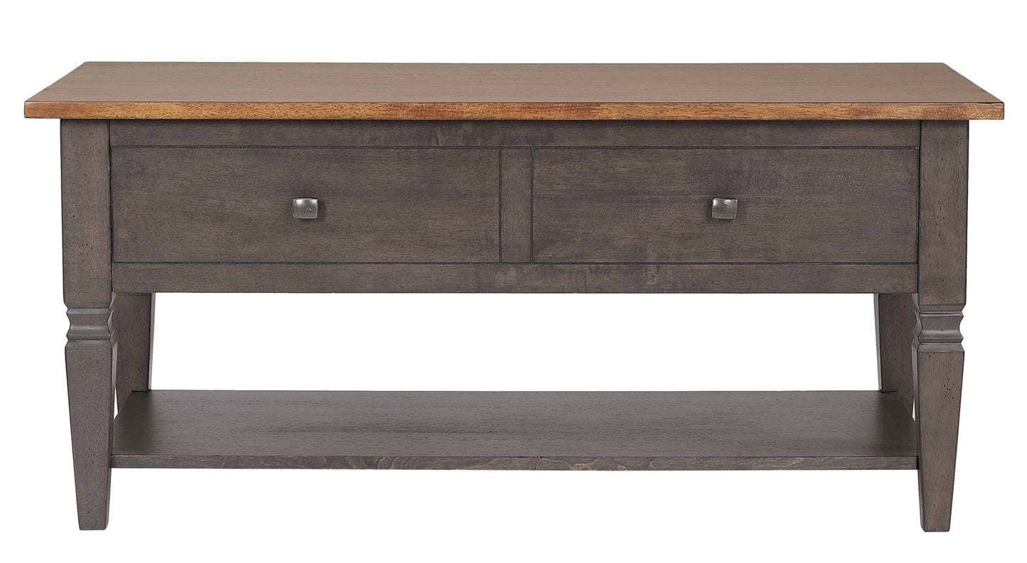 Sunset Trading Dakota 22x44 Rectangular Coffee Table with Drawers and Storage Shelf