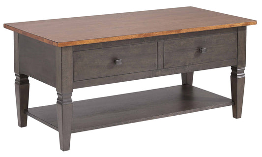 Sunset Trading Dakota 22x44 Rectangular Coffee Table with Drawers and Storage Shelf