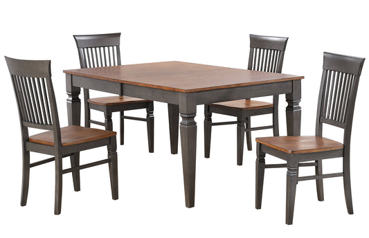 Sunset Trading Dakota 60-78" Rectangular Expandable Butterfly Leaf Dining Table Set with 4 Slat Back Chairs