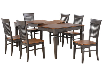 Sunset Trading Dakota 60-78" Rectangular Expandable Butterfly Leaf Dining Table Set with 6 Slat Back Chairs