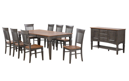 Sunset Trading Dakota 6 Piece 60-78" Expanding Dining Table Set with 8 Slat Back Chairs