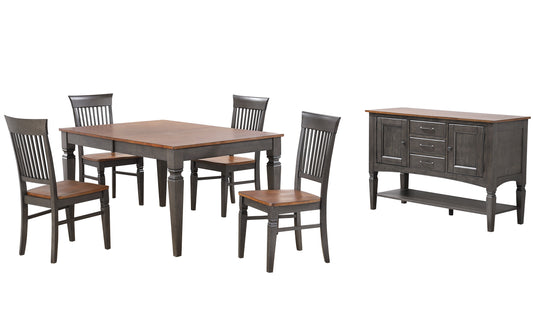 Sunset Trading Dakota 6 Piece Expanding 60-78" Dining Table Set with 4 Slat Back Chairs