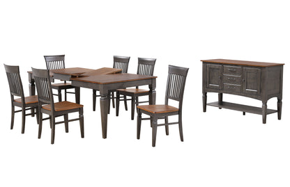 Sunset Trading Dakota 6 Piece 60-78" Expanding Dining Table Set with 6 Slat Back Chairs