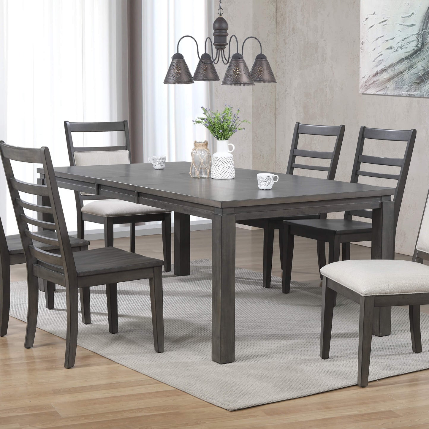 Sunset Trading Shades of Gray 82" Rectangular Extendable Dining Table