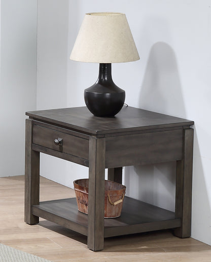 Sunset Trading Shades of Gray End Table with Drawer and Shelf