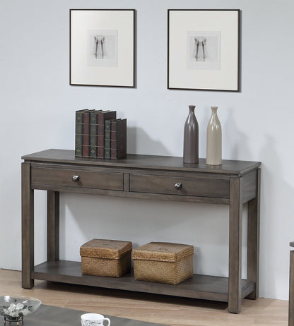 Sunset Trading Shades of Gray Sofa Console with Drawers and Shelf