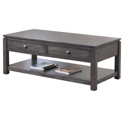 Sunset Trading Shades of Gray Coffee Table with Drawers and Shelf