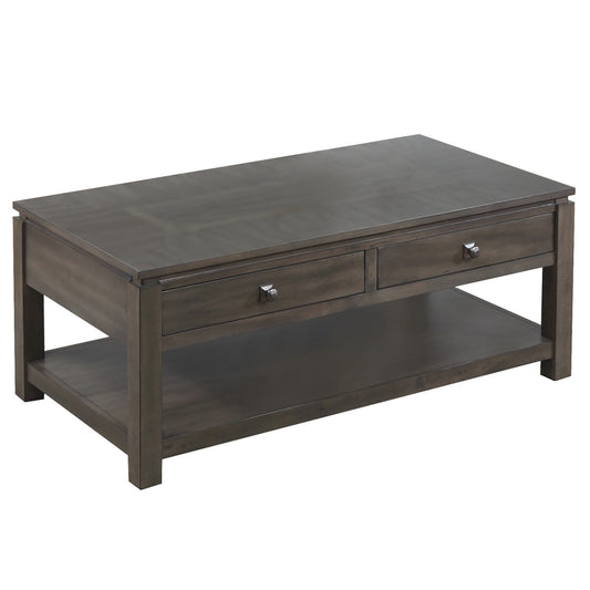 Sunset Trading Shades of Gray Coffee Table with Drawers and Shelf