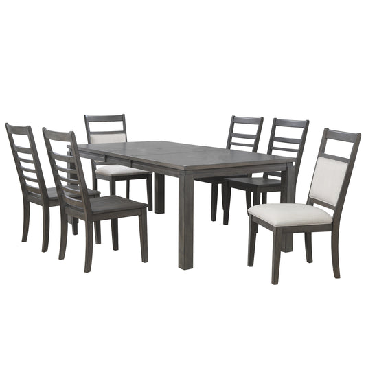 Sunset Trading Shades of Gray 7 Piece 82" Rectangular Extendable Dining Set with Upholstered End Chairs