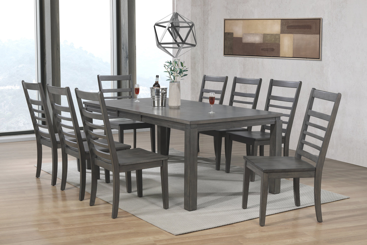 Sunset Trading Shades of Gray 9 Piece 82" Rectangular Extendable Dining Set