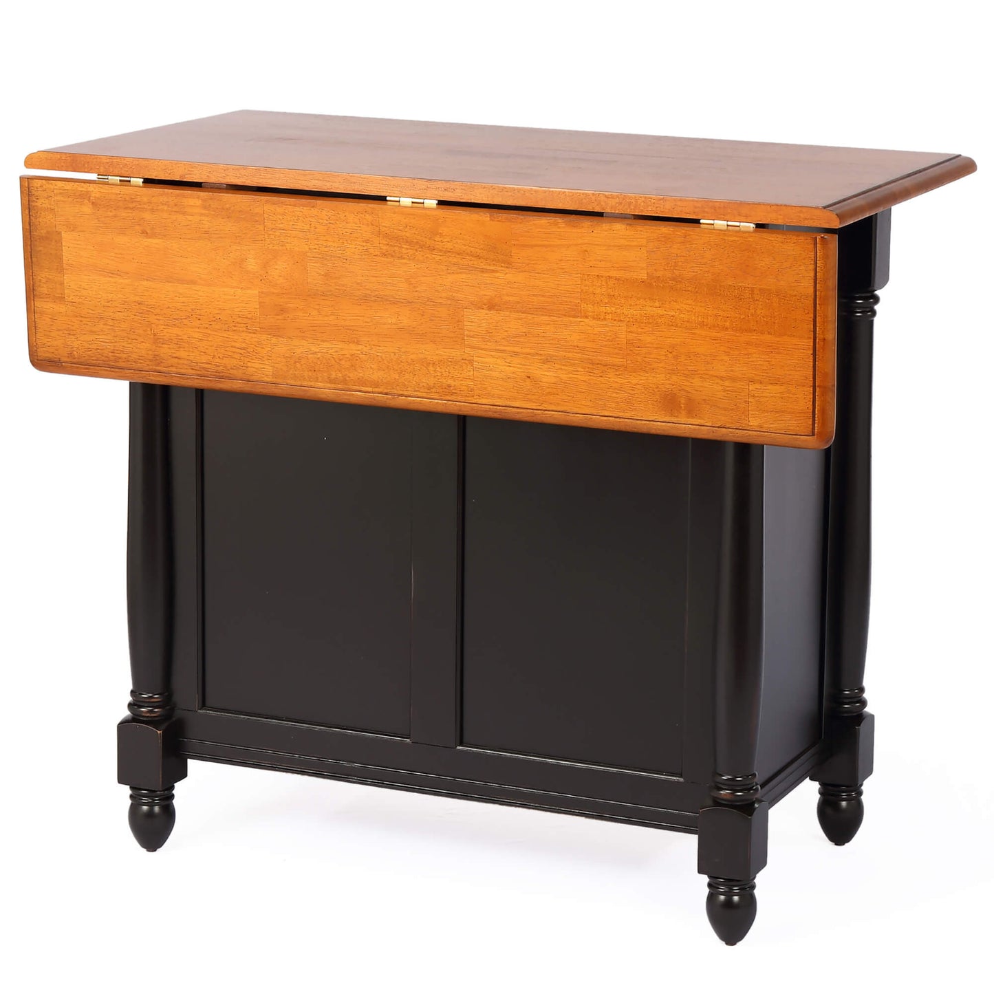 Sunset Trading Antique Black Expandable Kitchen Island with 2 Swivel Stools