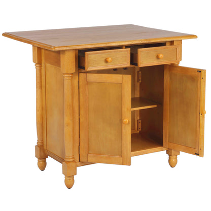 Sunset Trading Light Oak Extendable Kitchen Island with Drop Leaf Top