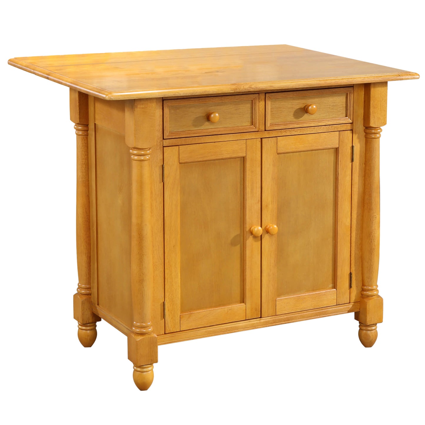 Sunset Trading Light Oak Extendable Kitchen Island with Drop Leaf Top