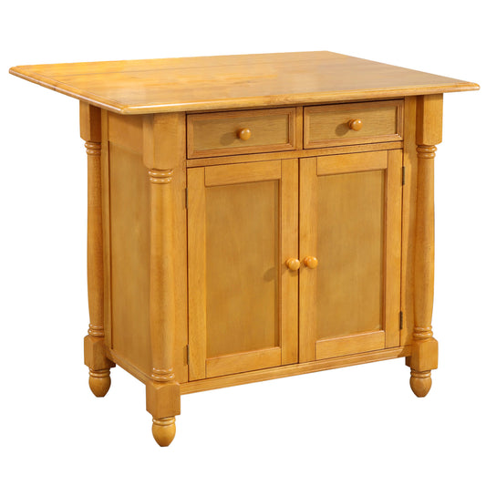 Sunset Trading Light Oak Extendable Kitchen Island with Drop Leaf Top