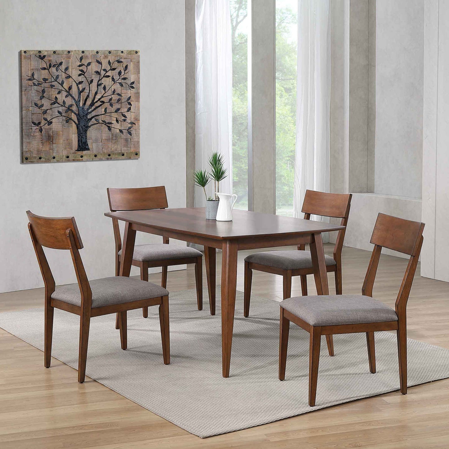 Sunset Trading Mid Century 5 Piece 60" Rectangular Dining Table Set