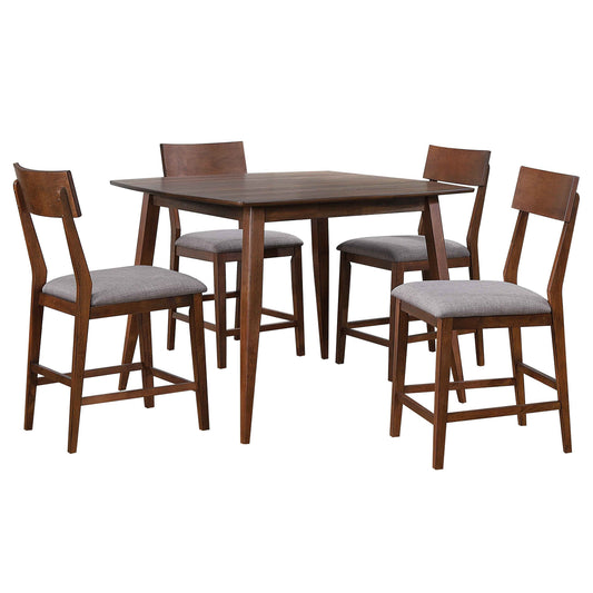 Sunset Trading Mid Century 5 Piece 48" Square Counter Height Pub Table Dining Set