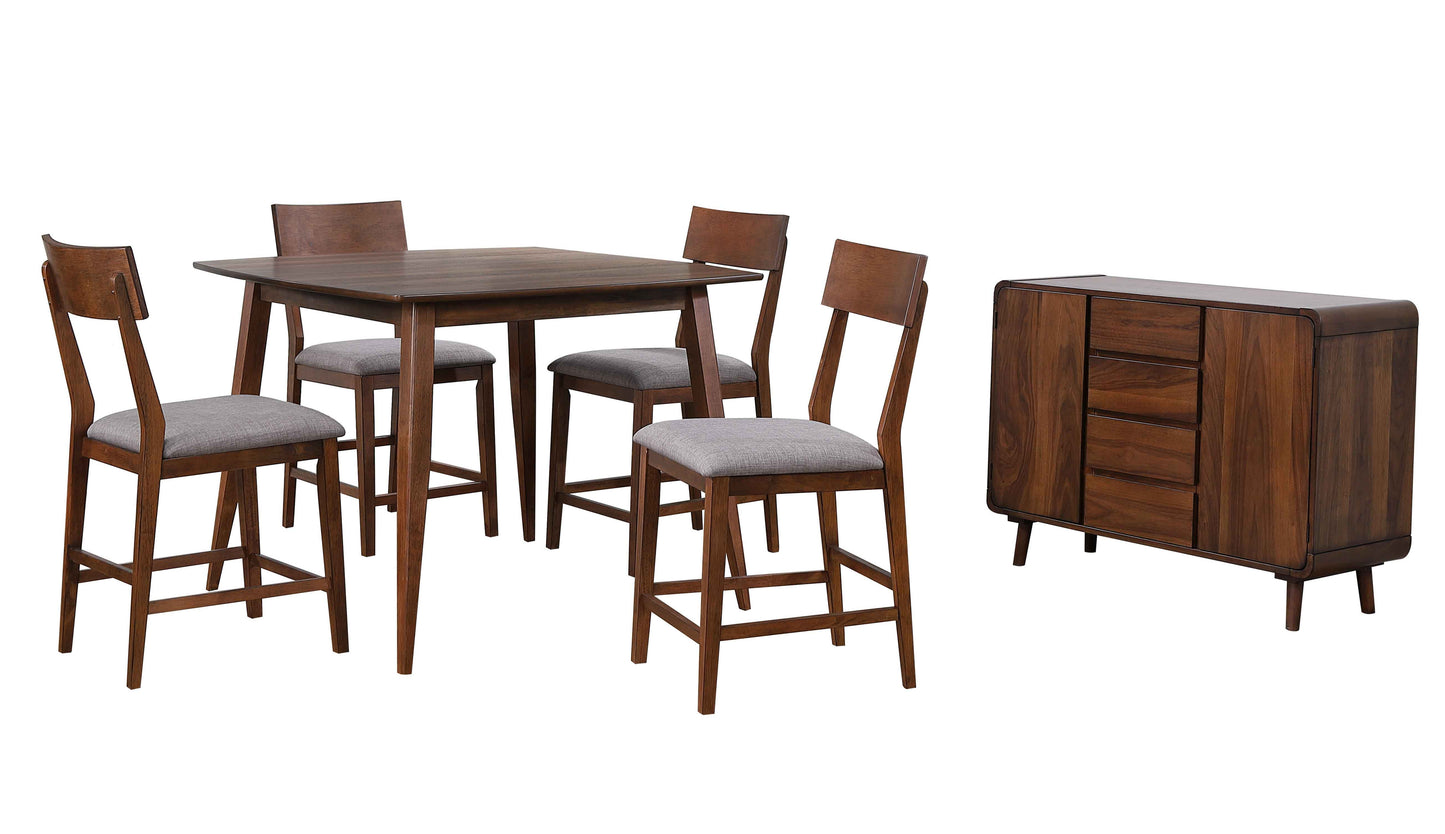 Sunset Trading Mid Century 6 Piece 48" Square Counter Height Pub Table Dining Set