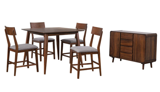 Sunset Trading Mid Century 6 Piece 48" Square Counter Height Pub Table Dining Set