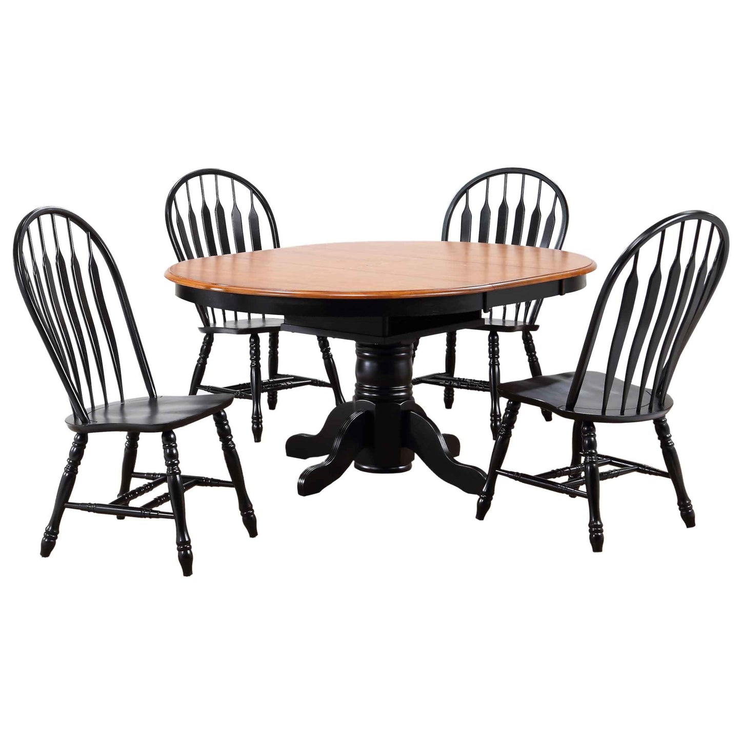 Sunset Trading Black Cherry Selections 5 Piece 66" Oval Extendable Pedestal Dining Set