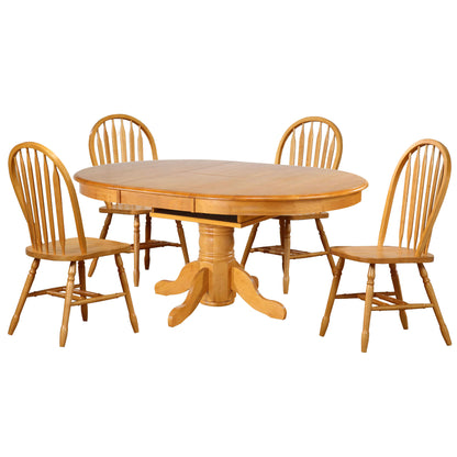 Sunset Trading Oak Selections 5 Piece 66" Oval Extendable Pedestal Dining Set