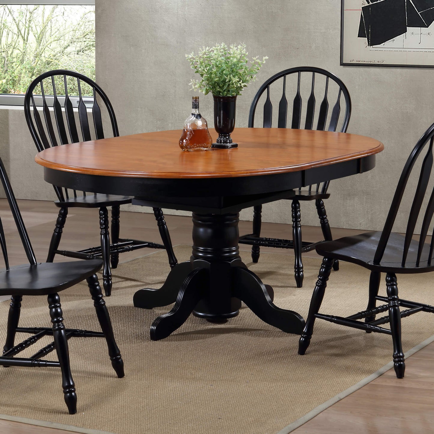 Sunset Trading Black Cherry Selections 66" Oval Pedestal Extendable Dining Table