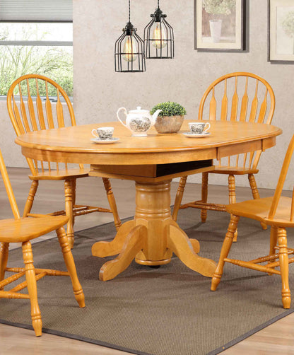 Sunset Trading Oak Selections 66" Oval Pedestal Extendable Butterfly Leaf Dining Table