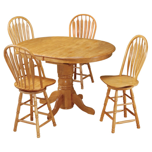 Sunset Trading Oak Selections 5 Piece 66" Oval Extendable Pedestal Pub Set