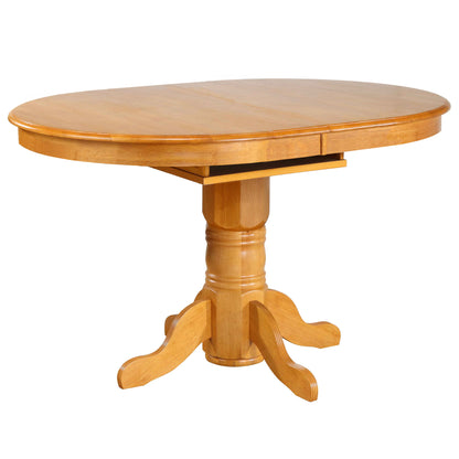 Sunset Trading Oak Selections 66" Oval Pedestal Extendable Butterfly Leaf Pub Table